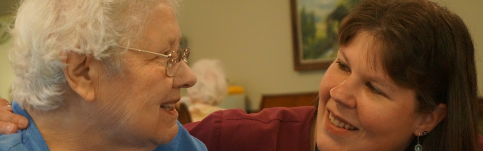 A resident and nurse at Mayo Healthcare in Northfield VT